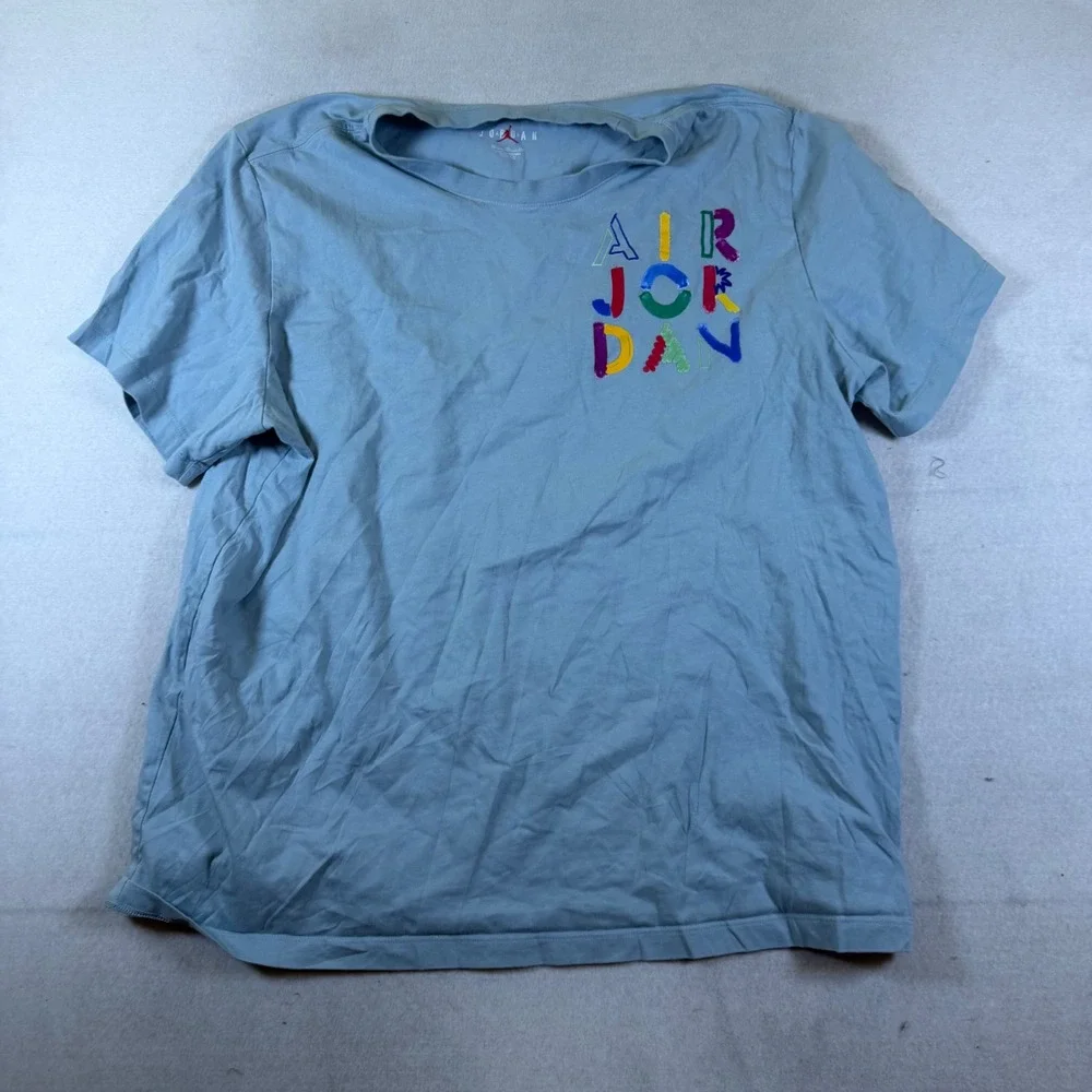 Jordan Mens Light Blue Multi Color Graphic Logo T-Shirt XXL 7664